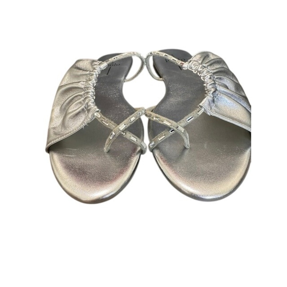 NWT Linea Paolo Lane2-L Silver Micro Suede Crystal Embellished Slide Sandal 8.5 - Picture 4 of 10